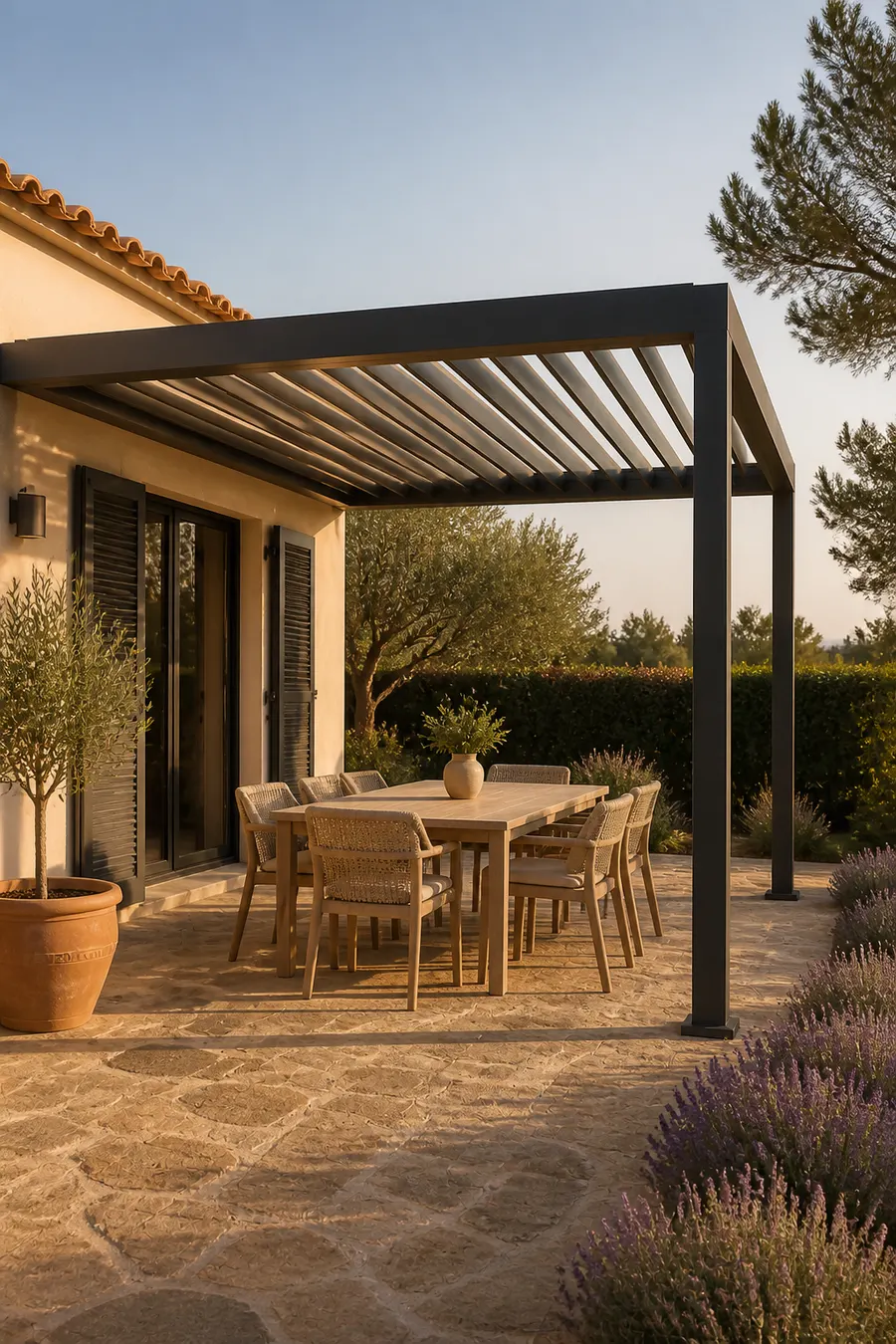 Pérgola bioclimática en chalet