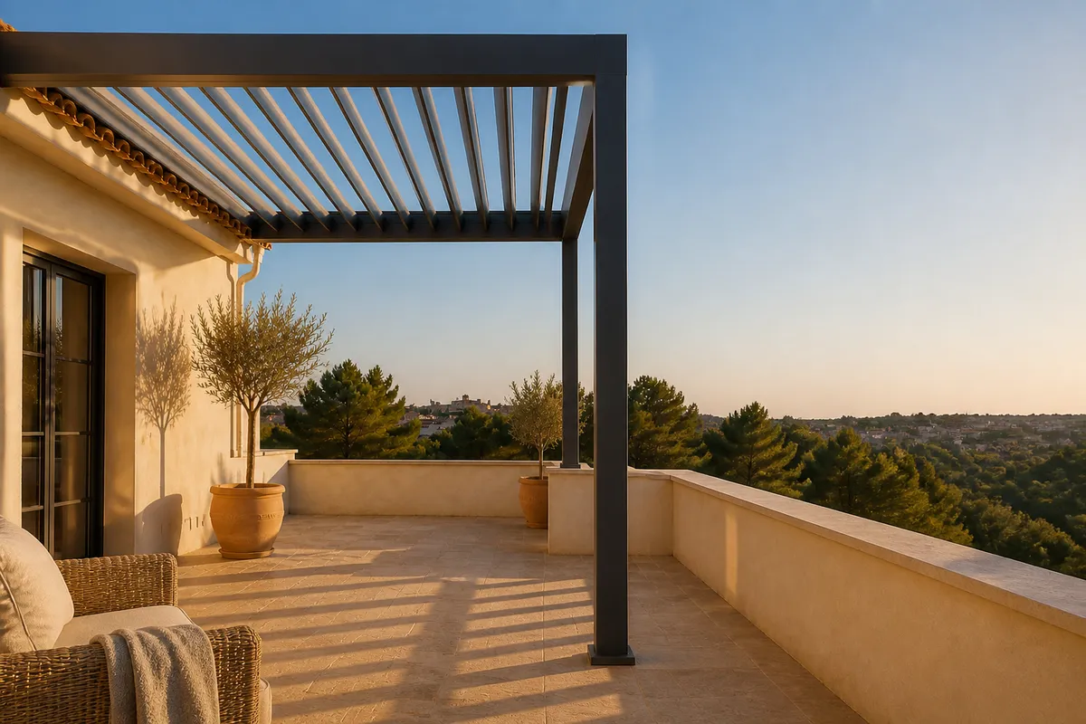 Pérgola bioclimática de aluminio con lamas orientables